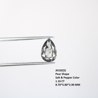 1.16 CT Pear Shape Natural Salt and Pepper Diamond | Customized Ring Gem | Perfect for Wedding Jewelry | Ideal Anniversary Gift
