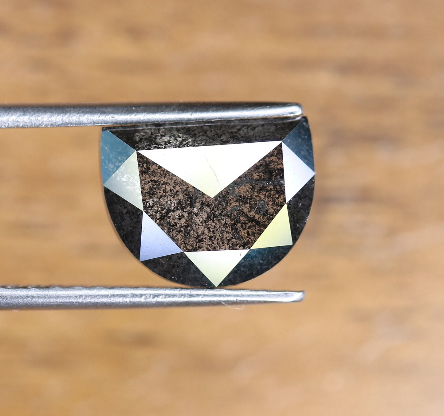 3.07 CT Natural Salt and Pepper Half Moon Rustic Diamond | Ideal for Wedding Jewelry, Custom Rings, and Anniversary Gift for Husband or Wife