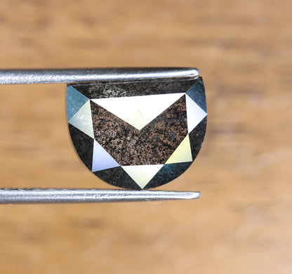 3.07 CT Natural Salt and Pepper Half Moon Rustic Diamond | Ideal for Wedding Jewelry, Custom Rings, and Anniversary Gift for Husband or Wife