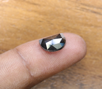 3.07 CT Natural Salt and Pepper Half Moon Rustic Diamond | Ideal for Wedding Jewelry, Custom Rings, and Anniversary Gift for Husband or Wife