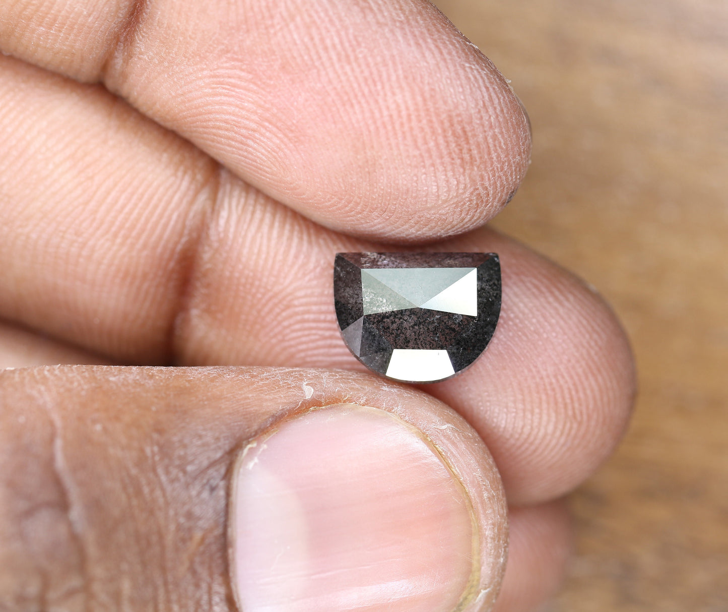 3.07 CT Natural Salt and Pepper Half Moon Rustic Diamond | Ideal for Wedding Jewelry, Custom Rings, and Anniversary Gift for Husband or Wife