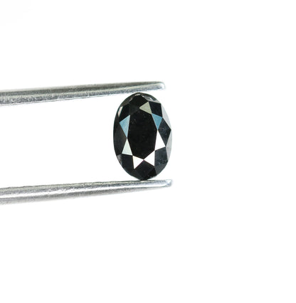 0.68 CT Oval Natural Black Diamond for Engagement Ring & Anniversary Gift, Gold Jewelry
