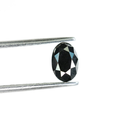 0.68 CT Oval Natural Black Diamond for Engagement Ring & Anniversary Gift, Gold Jewelry