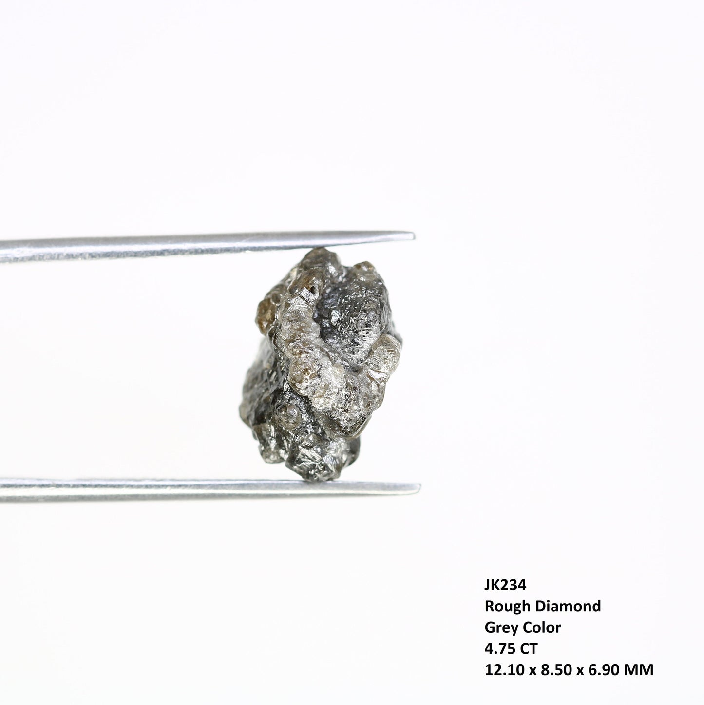 4.75 CT grey raw rough diamond natural uncut diamond loose diamonds for her antique wedding ring gifts for mom salt and pepper