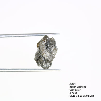 4.75 CT grey raw rough diamond natural uncut diamond loose diamonds for her antique wedding ring gifts for mom salt and pepper