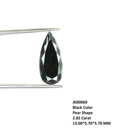 2.82 CT Pear Shape Black Diamond | Unique Elegance for Special Occasions | Perfect for Custom Gold Ring Designs