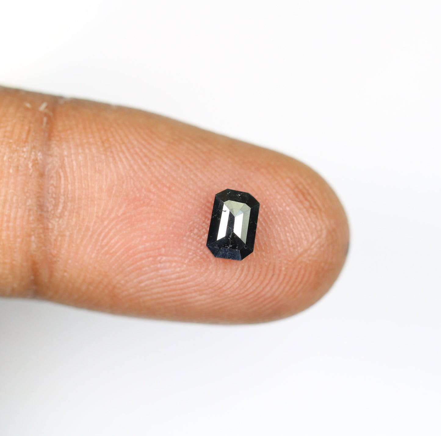 0.62 CT Black Emerald Shape Rustic Diamond - Natural Gemstone for Pendant, Rings, Necklace & Earrings