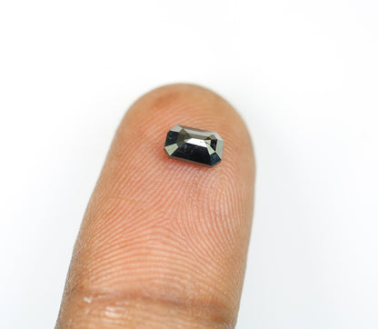 0.62 CT Black Emerald Shape Rustic Diamond - Natural Gemstone for Pendant, Rings, Necklace & Earrings