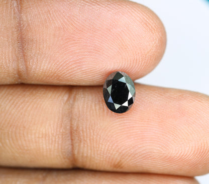 1.38 CT Black Oval Polished Diamond for Proposal Ring, Engagement Ring, Gift for Wife, Gold Ring Gemstone
