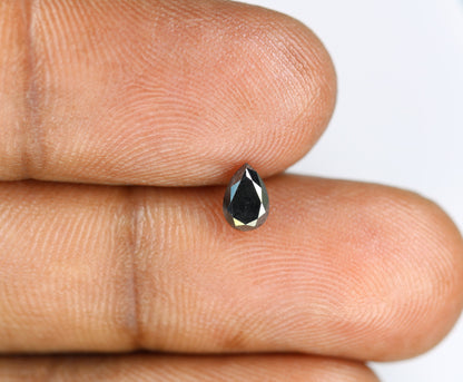 0.53 CT Pear Shaped Rustic Black Diamond for Custom Jewelry, Fancy Pendant Gemstone, Natural Diamond for Engagement Rings