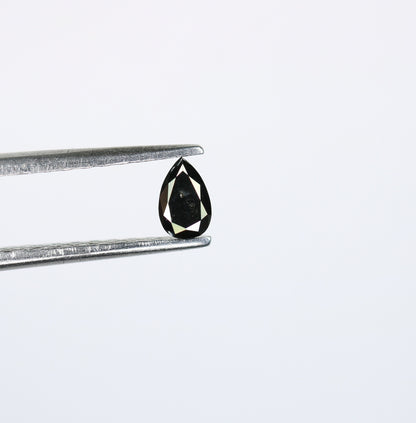 0.19 CT Pear Cut Natural Black Diamond, Loose Rose Cut Gemstone for Wedding Jewelry, Engagement Ring, Anniversary Gift for Her