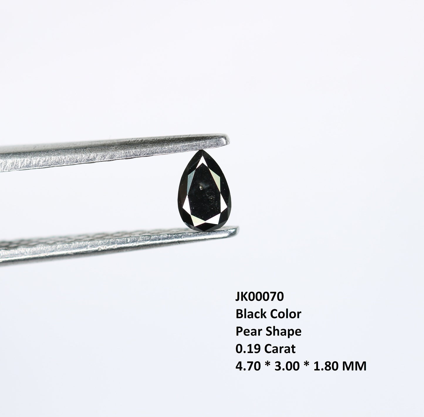 0.19 CT Pear Cut Natural Black Diamond, Loose Rose Cut Gemstone for Wedding Jewelry, Engagement Ring, Anniversary Gift for Her