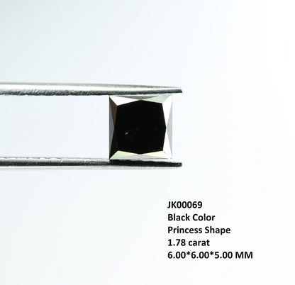 1.78 CT Fancy Black Princess Cut Diamond For Jewelry Making | Gift for Girl Friend | Gift For Wife | Anniversary GiftFor Gold Ring Diamonds