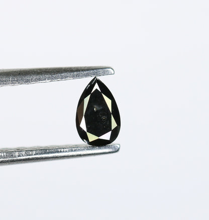 0.19 CT Pear Cut Natural Black Diamond, Loose Rose Cut Gemstone for Wedding Jewelry, Engagement Ring, Anniversary Gift for Her