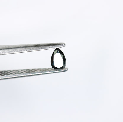 0.19 CT Pear Cut Natural Black Diamond, Loose Rose Cut Gemstone for Wedding Jewelry, Engagement Ring, Anniversary Gift for Her