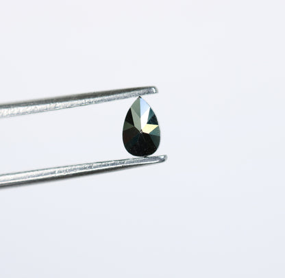 0.19 CT Pear Cut Natural Black Diamond, Loose Rose Cut Gemstone for Wedding Jewelry, Engagement Ring, Anniversary Gift for Her