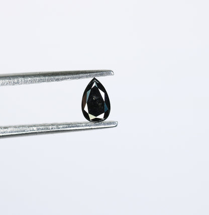 0.19 CT Pear Cut Natural Black Diamond, Loose Rose Cut Gemstone for Wedding Jewelry, Engagement Ring, Anniversary Gift for Her