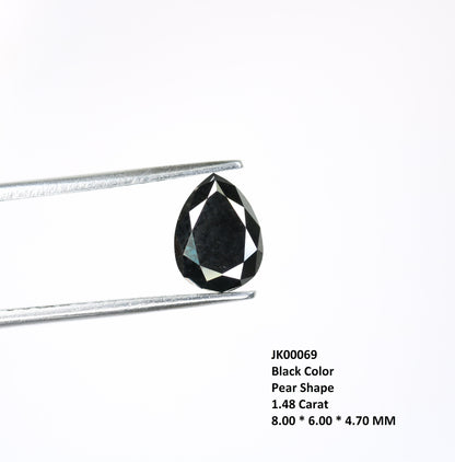 1.48 CT Pear Shape Black Rustic Diamond for Jewelry Making | Unique Gemstone for Gold Rings | Perfect Christmas Gift for Girlfriend or Wife
