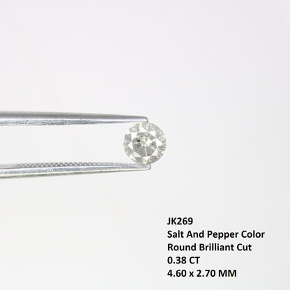 0.38 CT Rustic Salt and Pepper Loose Round Brilliant Diamond | Ideal for Wedding, Proposal Ring, or Multiple Occasions | Fancy Color Diamond