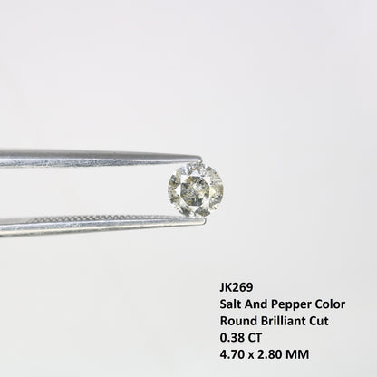 0.38 CT Rustic Salt and Pepper Brilliant Cut Diamond | Ideal for Wedding or Engagement Ring | Custom Jewelry Design