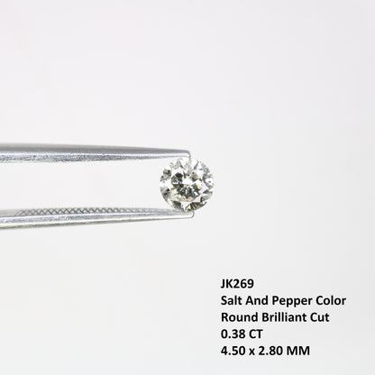 0.38 CT Natural Salt and Pepper Brilliant Cut Loose Diamond | Perfect for Proposal Ring, Diamond Pendant, or Gift for Her | Custom Gold Ring
