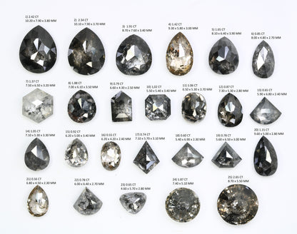 One-of-a-Kind Natural Loose Salt and Pepper Diamonds | Unique Mixed Shape Gems in Round, Oval, Pear, Hexagon & Kite Cuts