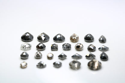 One-of-a-Kind Natural Loose Salt and Pepper Diamonds | Unique Mixed Shape Gems in Round, Oval, Pear, Hexagon & Kite Cuts