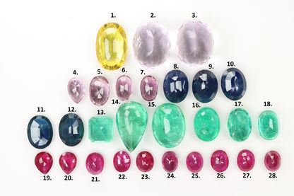 Stunning Mixed Shape Natural Fancy Gemstones for Designer Jewelry | Blue Oval, Yellow, Pear Pink, Green Stones