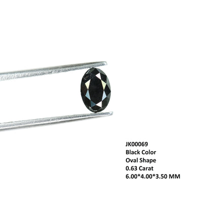 0.63 CT Fancy Oval Black Loose Diamond for Wedding Ring, Oval Pendant, Fancy Black Diamond, Gift for Wife or Girlfriend