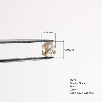 0.5 CT Rustic Peach Cushion Shape Loose Diamond for Ring, Pendant, Customized Jewelry Making, Gold Ring
