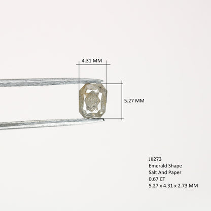0.67 CT Emerald Cut Loose Salt & Pepper Diamond - Ideal for Wedding Rings - Labor Day Sale