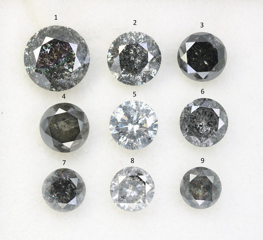 3 CT Salt and Pepper Diamond | Round Rose Cut Natural Loose Earth-Mined Gemstone | Unique Diamond for Earrings & Wedding Rings