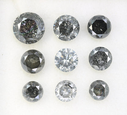 3 CT Salt and Pepper Diamond | Round Rose Cut Natural Loose Earth-Mined Gemstone | Unique Diamond for Earrings & Wedding Rings