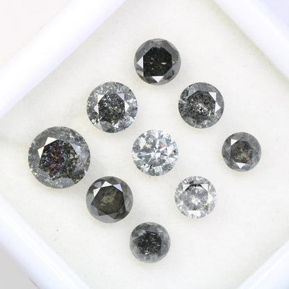 3 CT Salt and Pepper Diamond | Round Rose Cut Natural Loose Earth-Mined Gemstone | Unique Diamond for Earrings & Wedding Rings