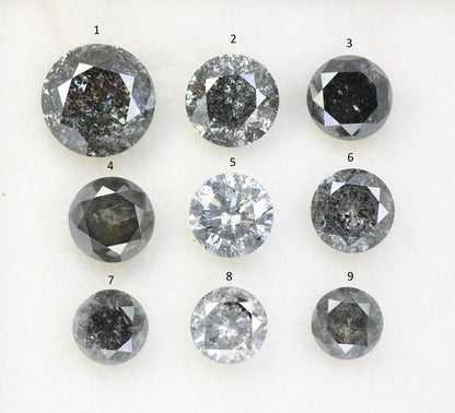 3 CT Salt and Pepper Diamond | Round Rose Cut Natural Loose Earth-Mined Gemstone | Unique Diamond for Earrings & Wedding Rings
