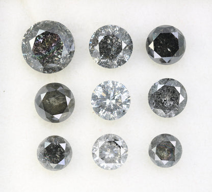 3 CT Salt and Pepper Diamond | Round Rose Cut Natural Loose Earth-Mined Gemstone | Unique Diamond for Earrings & Wedding Rings