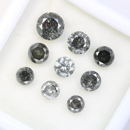 3 CT Salt and Pepper Diamond | Round Rose Cut Natural Loose Earth-Mined Gemstone | Unique Diamond for Earrings & Wedding Rings