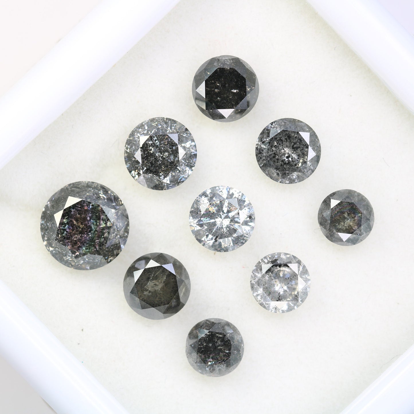 3 CT Salt and Pepper Diamond | Round Rose Cut Natural Loose Earth-Mined Gemstone | Unique Diamond for Earrings & Wedding Rings