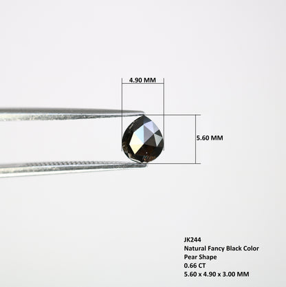 0.66 CT Natural Fancy Black Pear Shape Diamond for Proposal Ring, Engagement Ring, Gift for Girlfriend or Wife, Perfect for Gold Ring Design