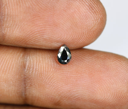 0.27 CT Loose Natural Pear Cut Black Diamond, Rose Cut Gemstone for Pendant, Perfect Gift for Women, Ideal for Gold Ring Designs