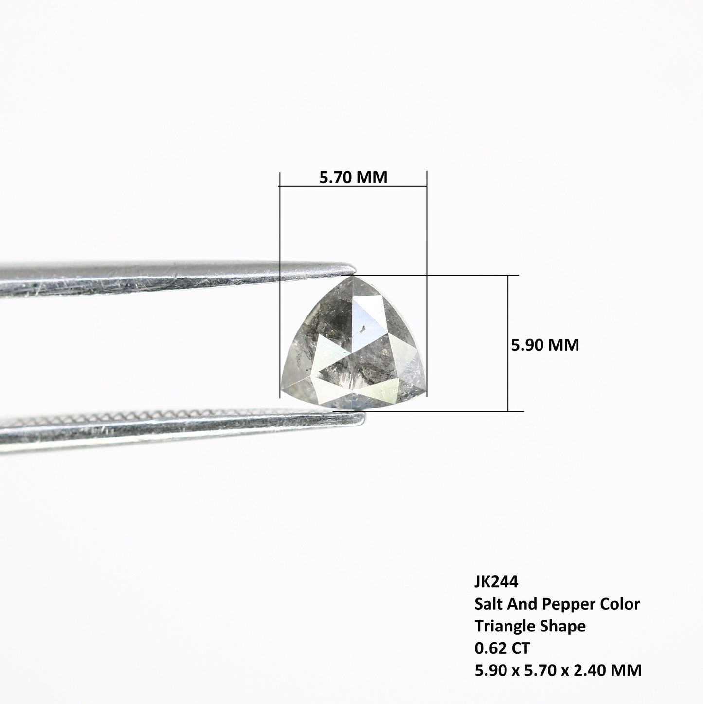 0.62 CT Salt and Pepper Triangle Cut Diamond, Natural Loose Black Diamonds, For bracelet & pendant necklace, Victorian jewelry women gift