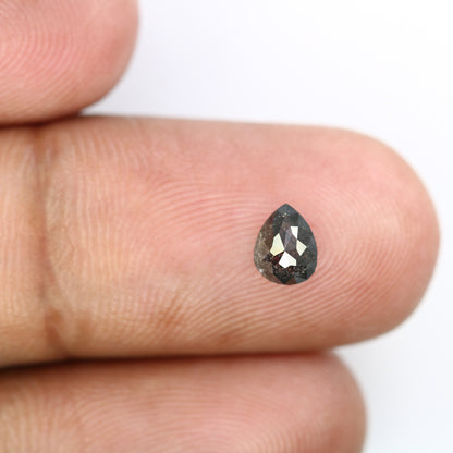 0.65 CT Pear Shape Salt and Pepper Diamond for Wedding Jewelry - Fancy Color Diamond for Custom Gold Rings - Unique Jewelry Making Gemstone