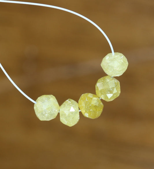 Unique Fancy Yellow Diamond Beads | One-of-a-Kind AAA Quality Faceted Gems for Art Deco & Retro Necklaces | Distinctive Crystal Jewelry