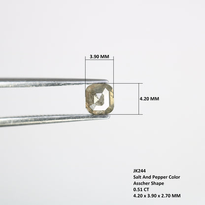 0.51 CT Emerald Cut Loose Salt & Pepper Diamond - Perfect for Wedding Rings - Labor Day Sale