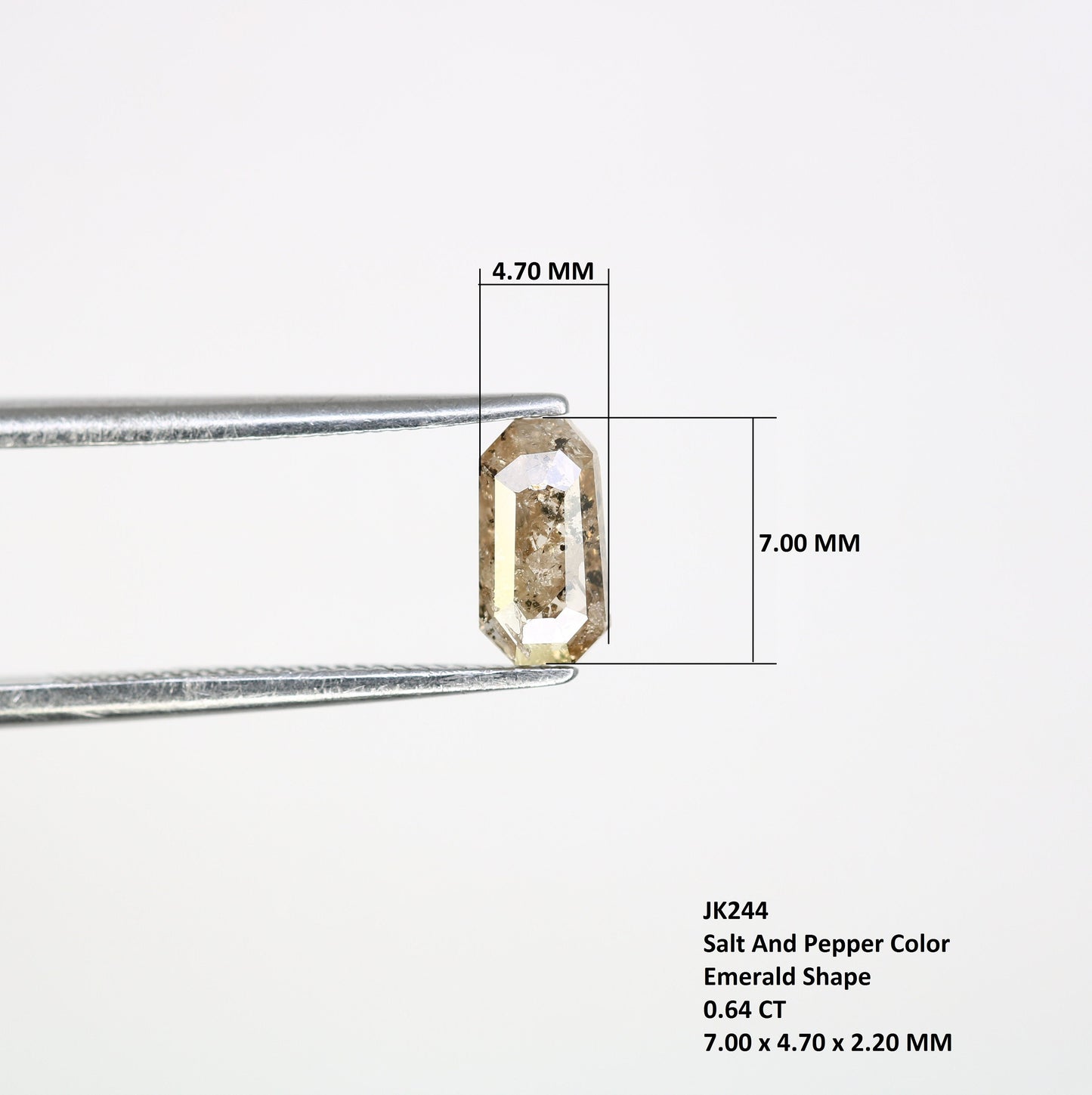 0.64 CT Emerald Cut Loose Salt & Pepper Diamond - Unique Gemstone for Custom Jewelry - Anniversary Gift