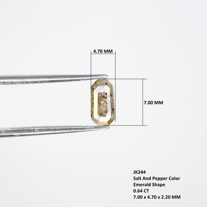 0.64 CT Emerald Cut Loose Salt & Pepper Diamond - Unique Gemstone for Custom Jewelry - Anniversary Gift