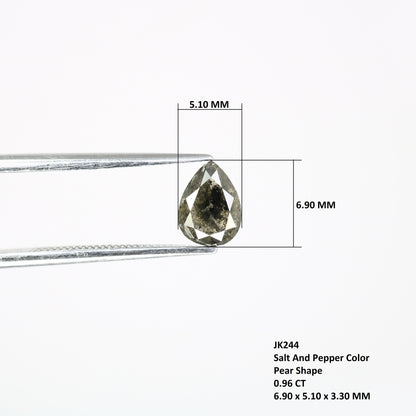 0.96 CT Pear Shape Salt and Pepper Diamond | Custom Proposal Ring | Gift for Girlfriend or Wife | Unique Gold Engagement Ring
