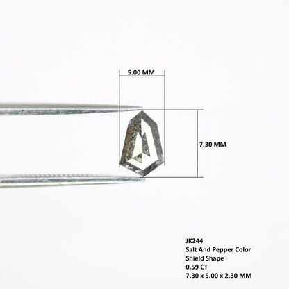0.59 CT Salt and Pepper Unique Loose Diamond, Shield Cut for Handmade Necklace Pendant, Fancy Diamond Engagement Gold Ring For Women