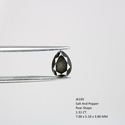 1.31 CT Pear Cut Salt and Pepper Diamond for Pendant - Gift for Women - Gift for Men - Birthday Gift - Wedding Gift - Christmas Gift