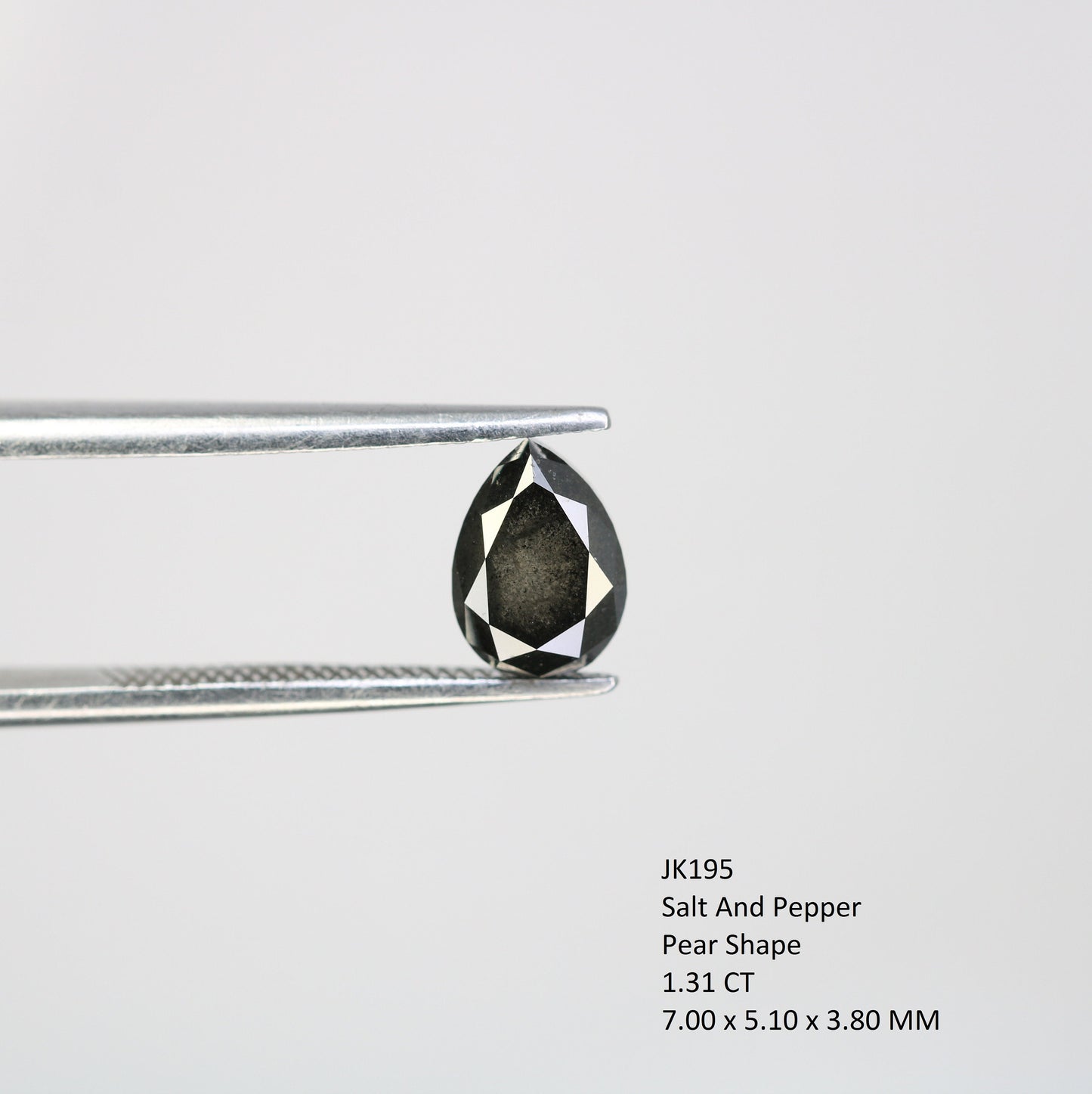 1.31 CT Pear Cut Salt and Pepper Diamond for Pendant - Gift for Women - Gift for Men - Birthday Gift - Wedding Gift - Christmas Gift